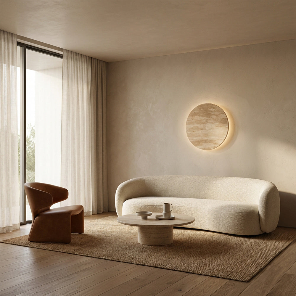 Lira Travertine Disc Outdoor Sconce - XYlight