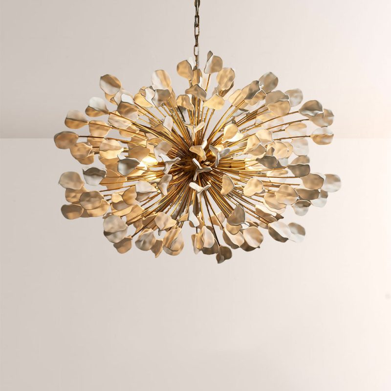 Lunaria Ceramic Leaves Round Chandelier