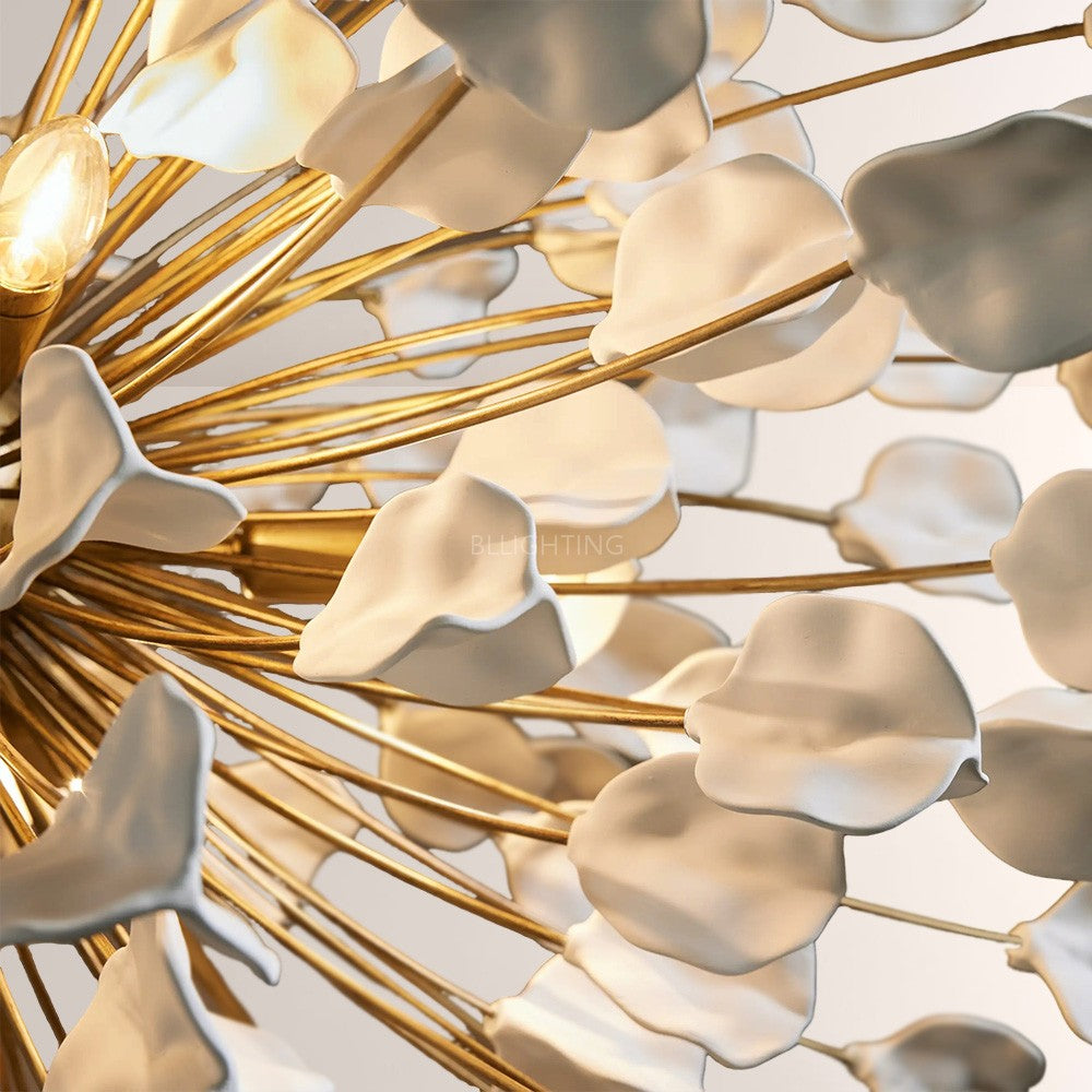 Lunaria Ceramic Leaves Round Chandelier - XYlight