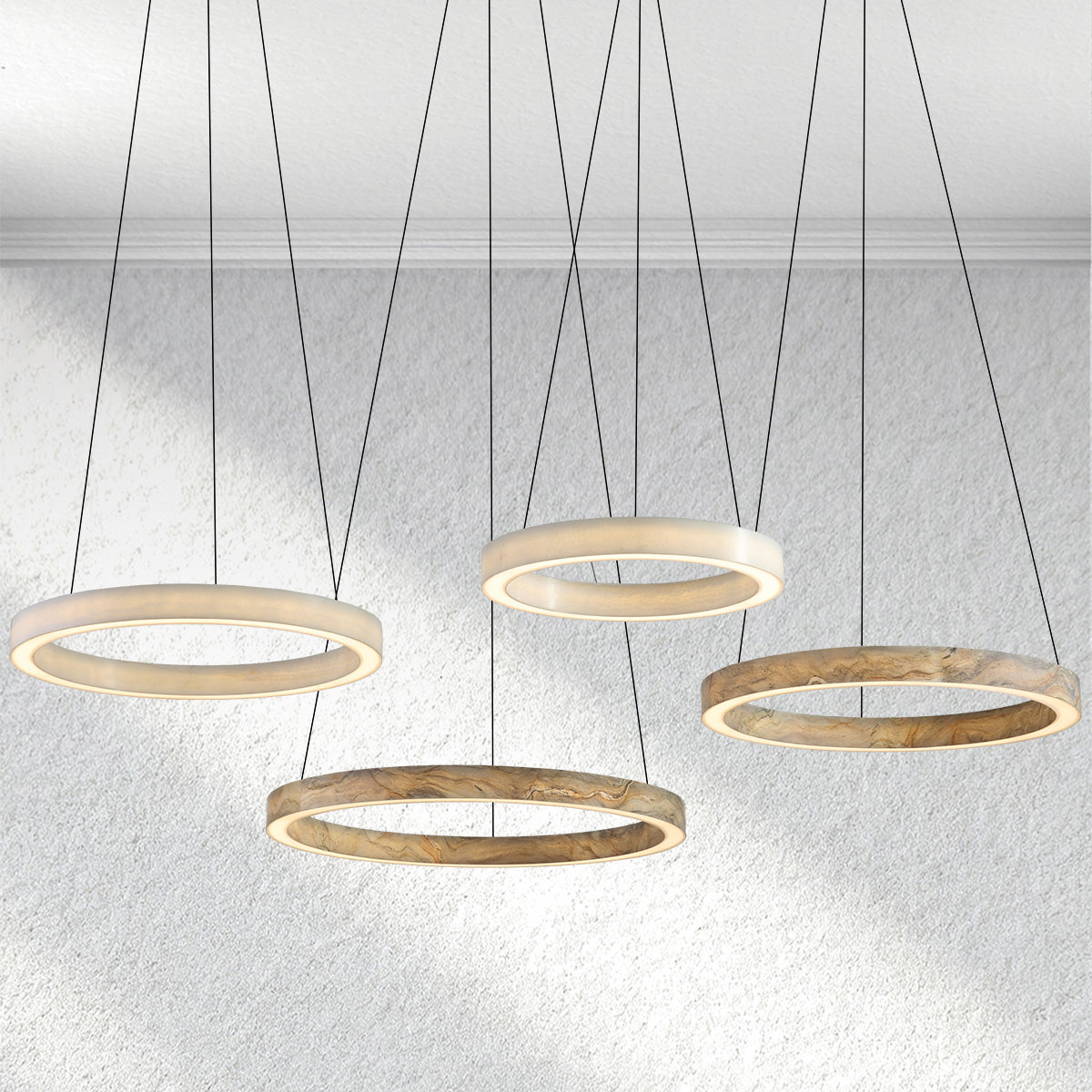 Lutaven Alabaster Stone Glow Round Chandelier - XYlight