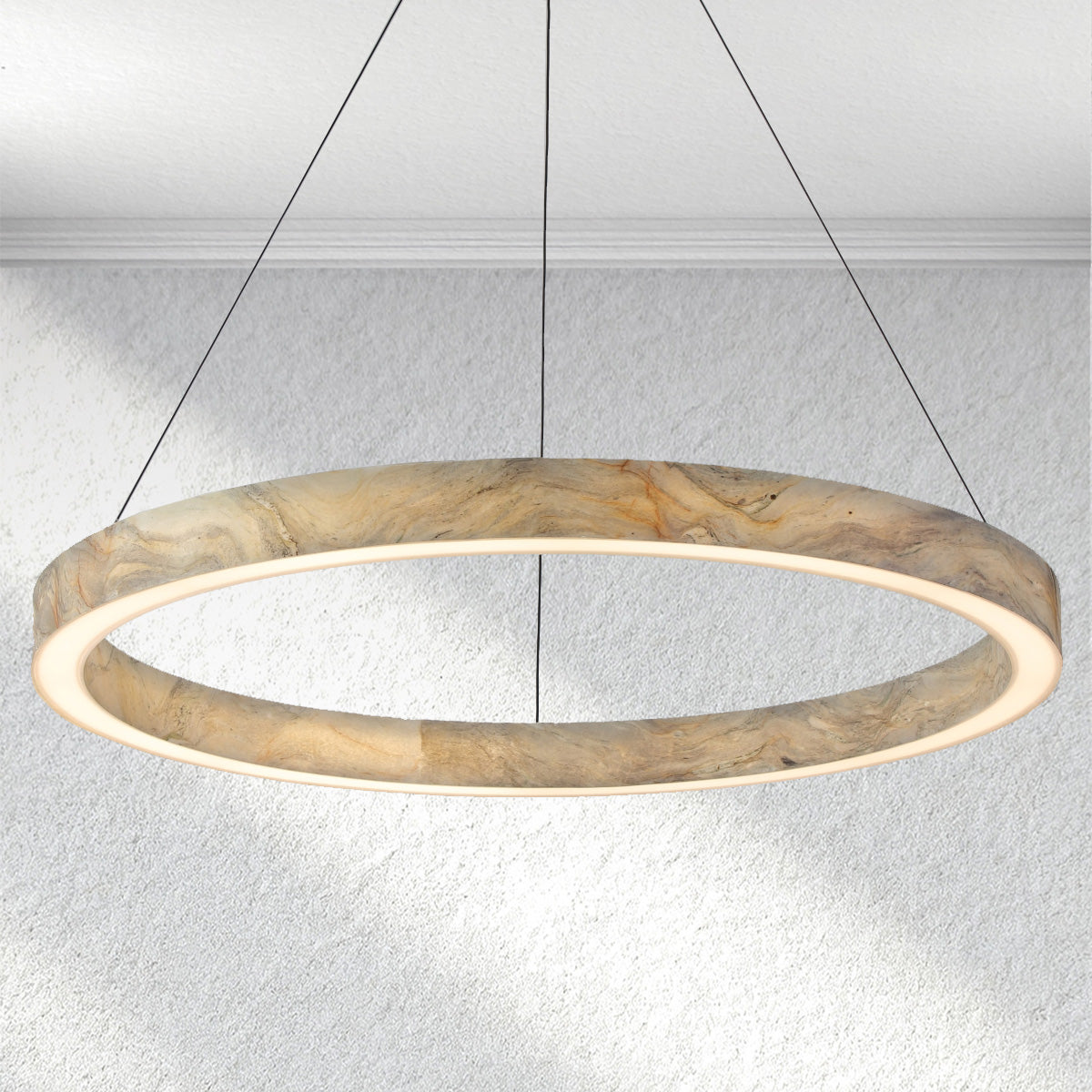 Lutaven Alabaster Stone Glow Round Chandelier - XYlight