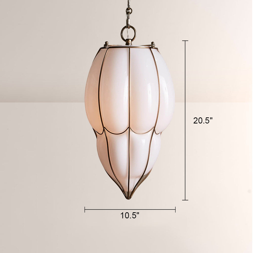 Mara Caged Opal Glass & Brass Large Pendant - XYlight