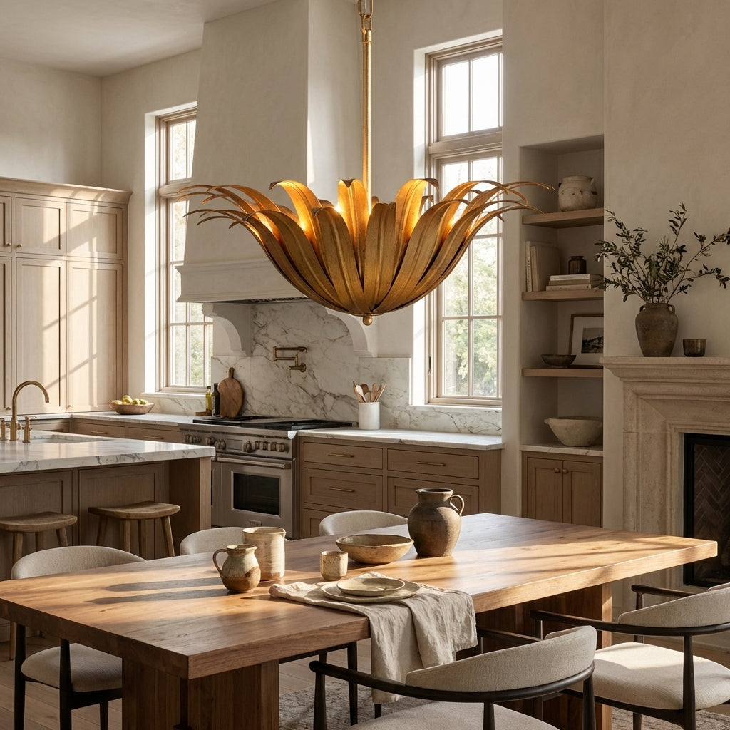 Matilde Palm Leaf & Brass Pendant - XYlight