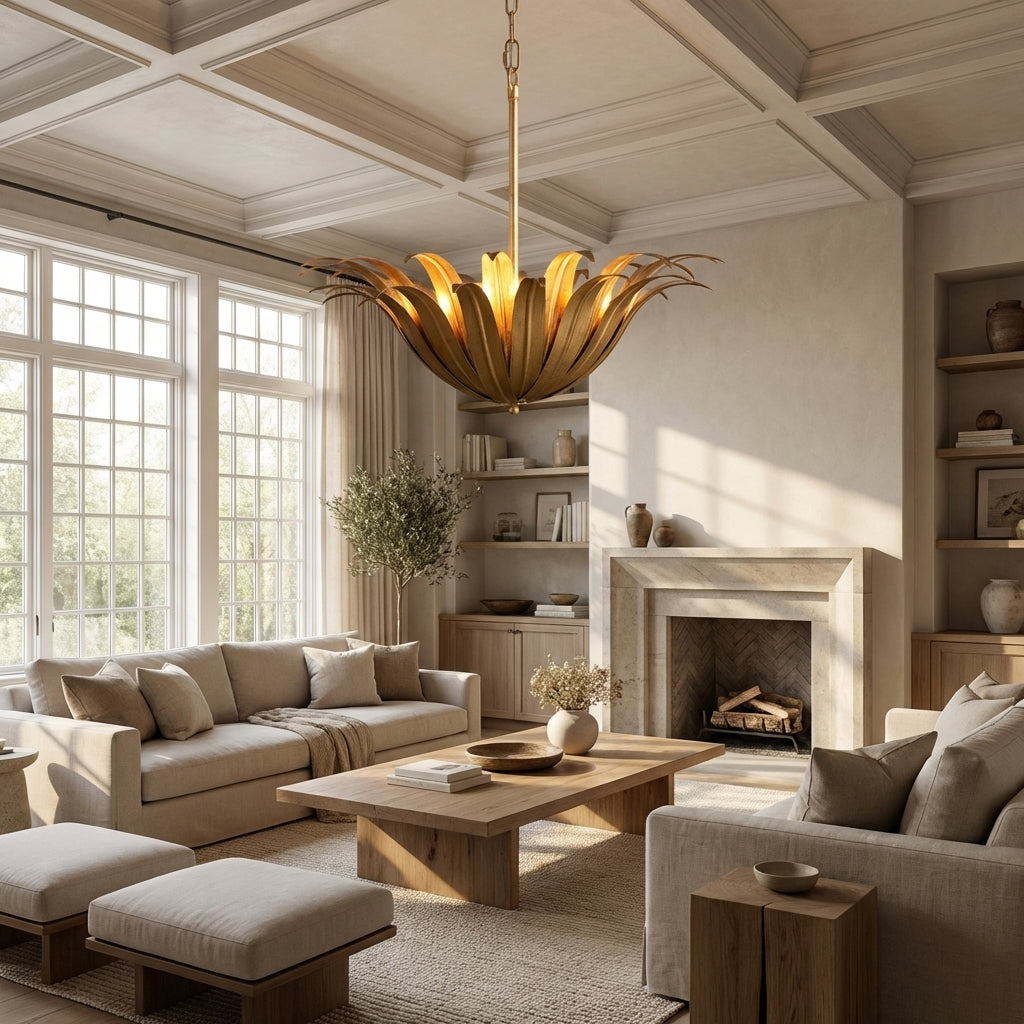 Matilde Palm Leaf & Brass Pendant - XYlight