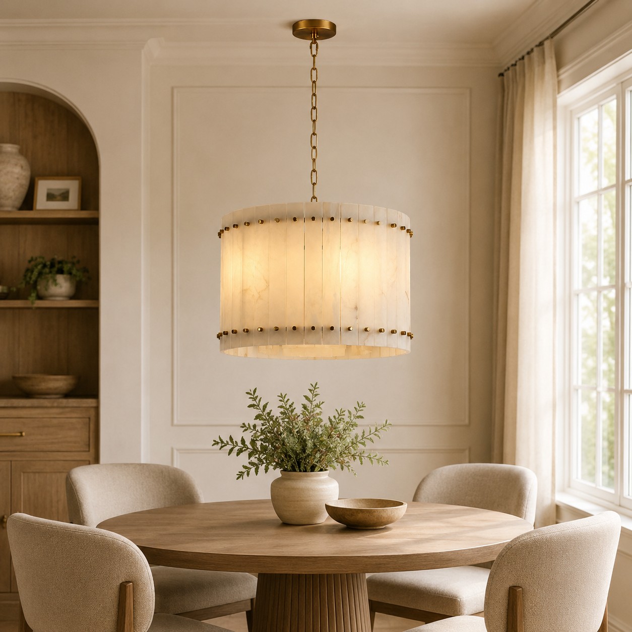 Meravisse Alabaster Round Chandelier - XYlight