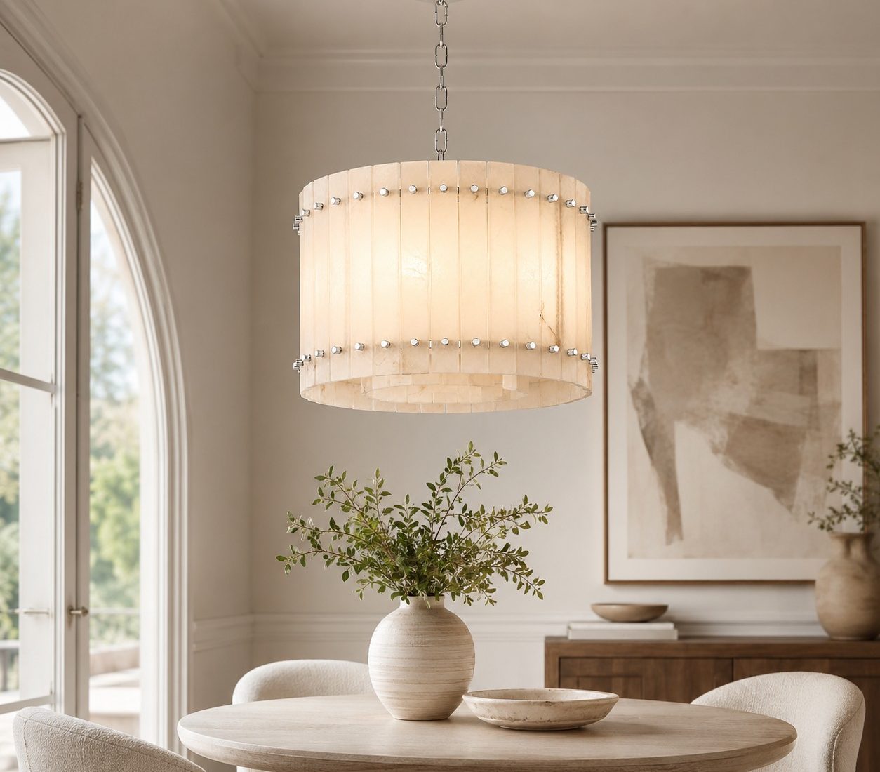 Meravisse Alabaster Round Chandelier - XYlight