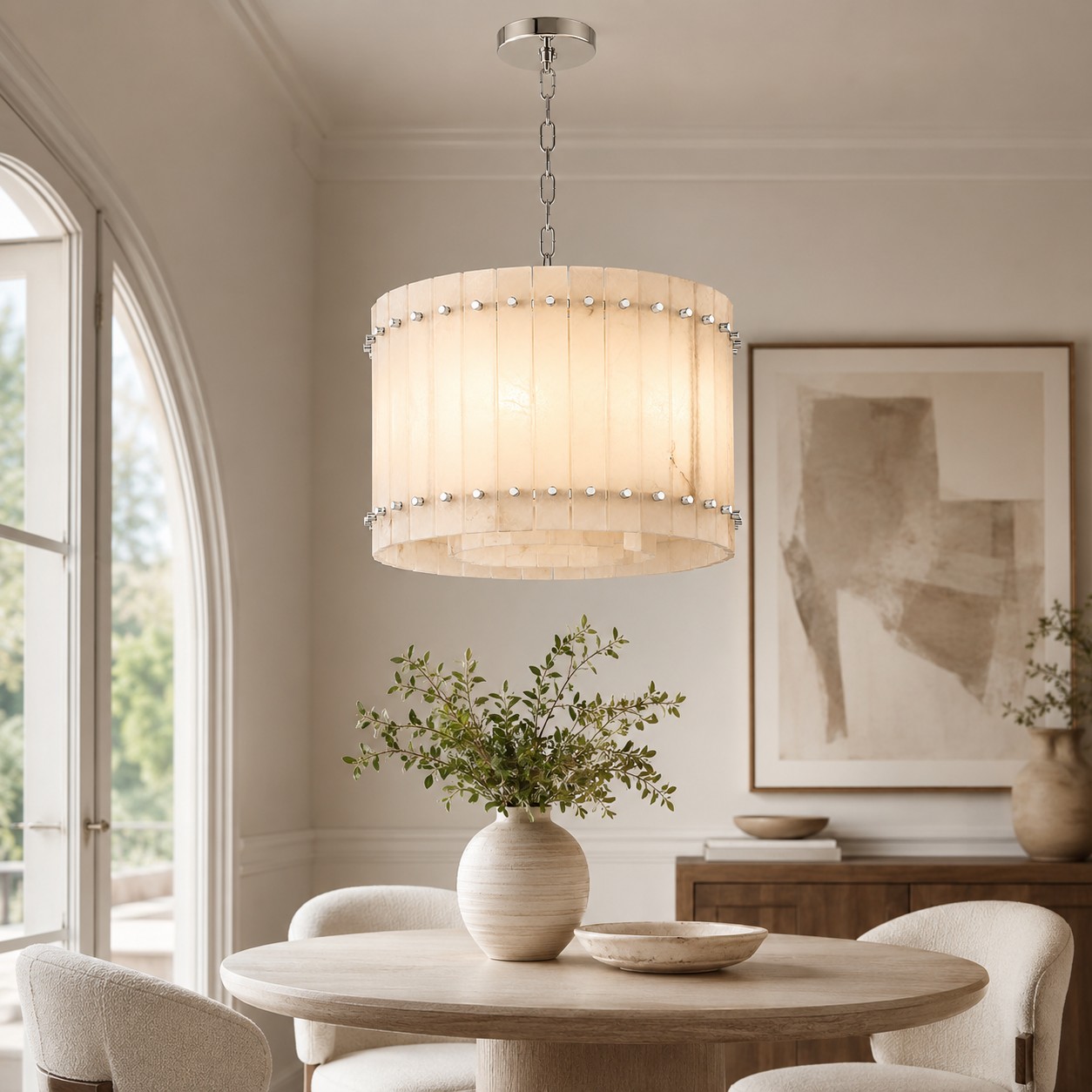 Meravisse Alabaster Round Chandelier - XYlight