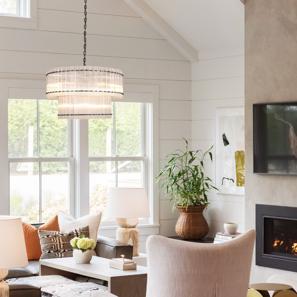 Meravisse Ribbed Glass Round Chandelier - XYlight