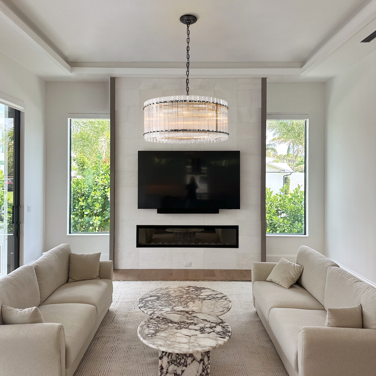 Meravisse Ribbed Glass Round Chandelier - XYlight