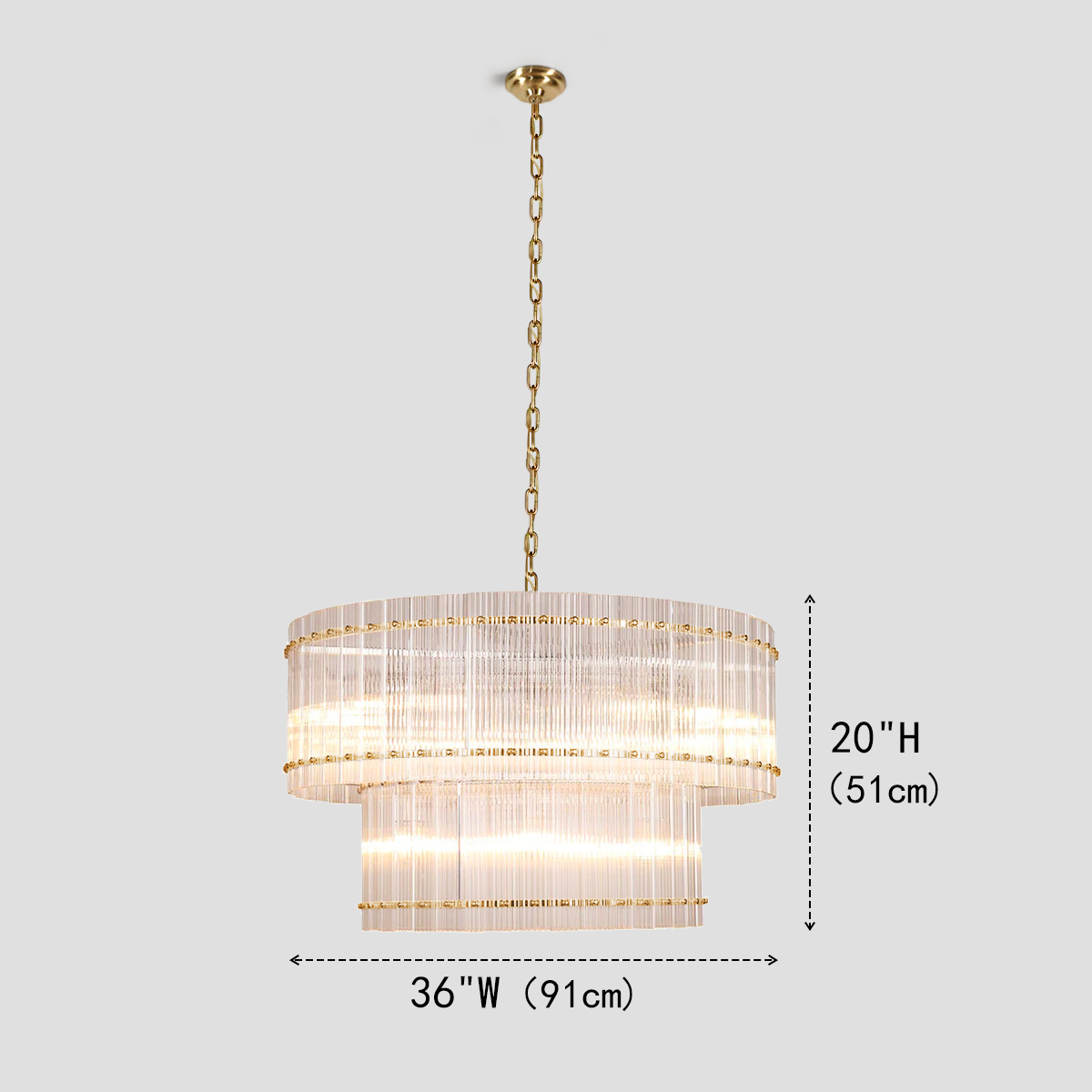 Meravisse Ribbed Glass Round Chandelier - XYlight