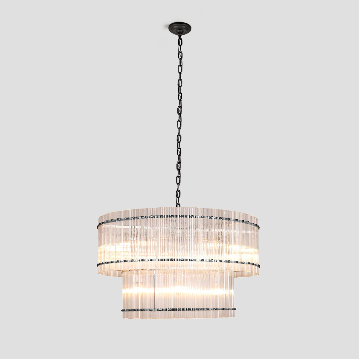 Meravisse Ribbed Glass Round Chandelier - XYlight