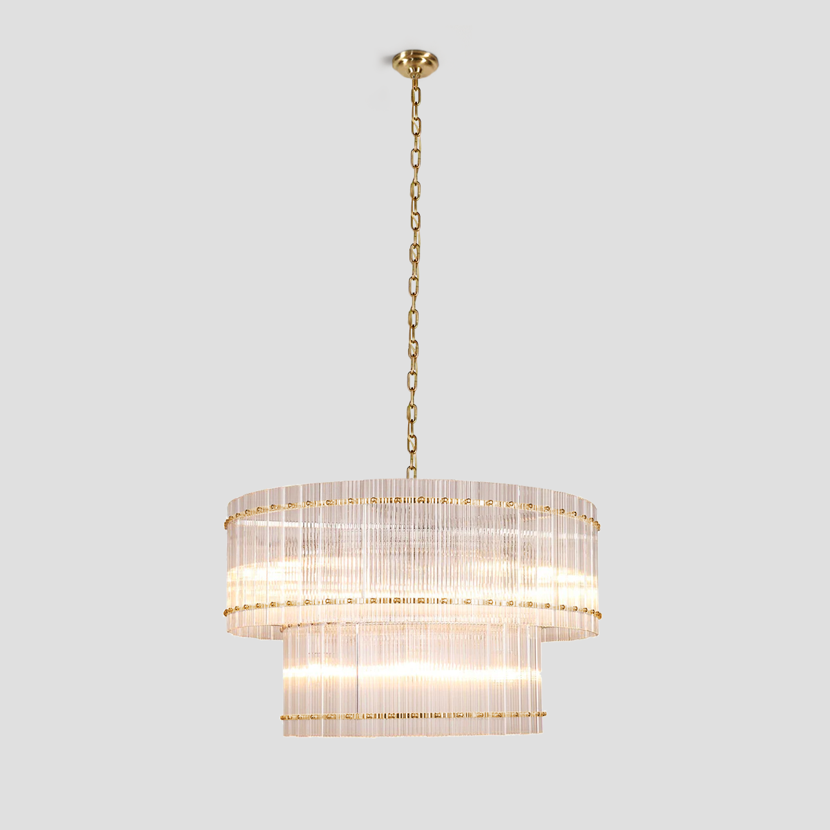Meravisse Ribbed Glass Round Chandelier - XYlight