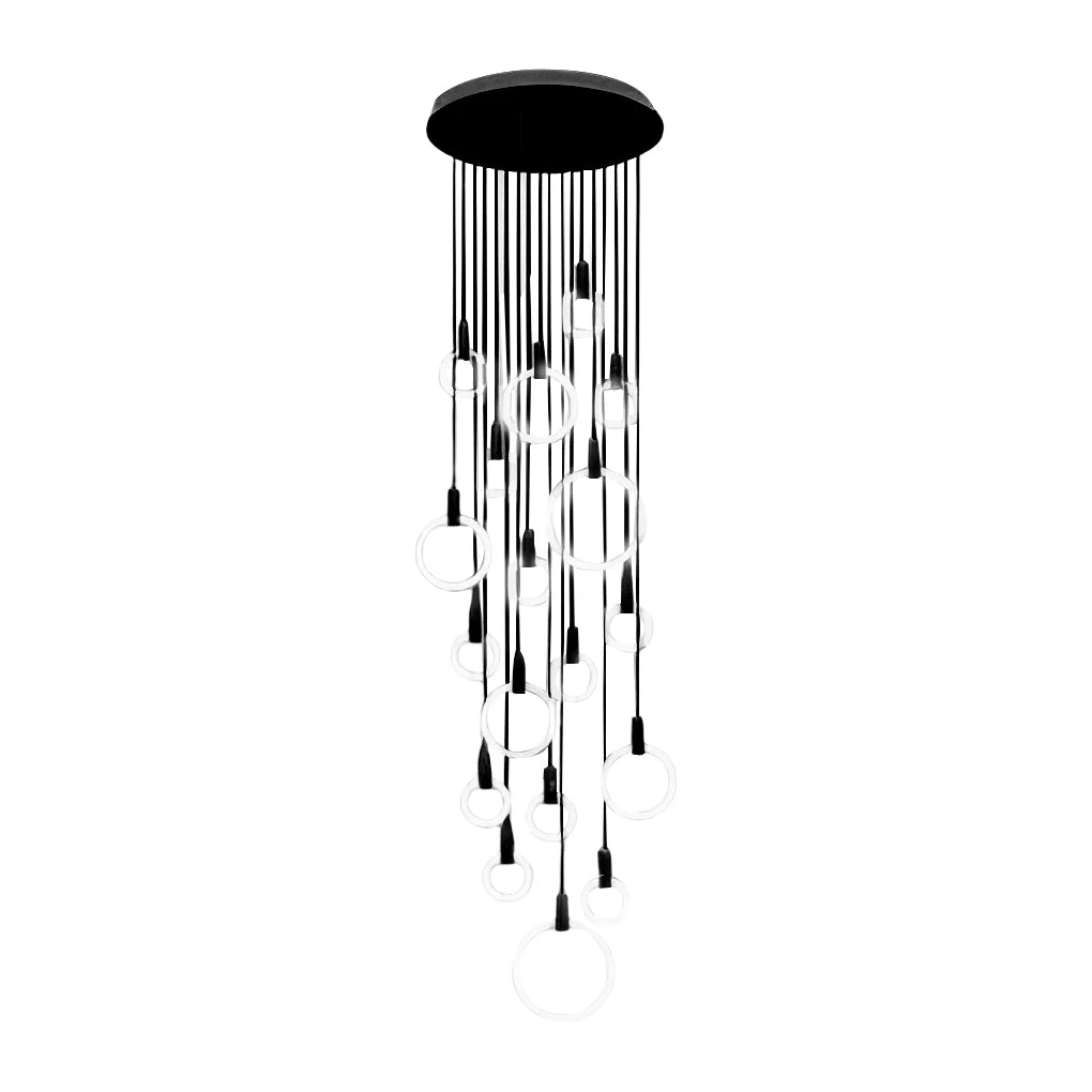 Minimalist Rings Stepless Dimming LED Nordic Duplex Stair Chandelier - XYlight