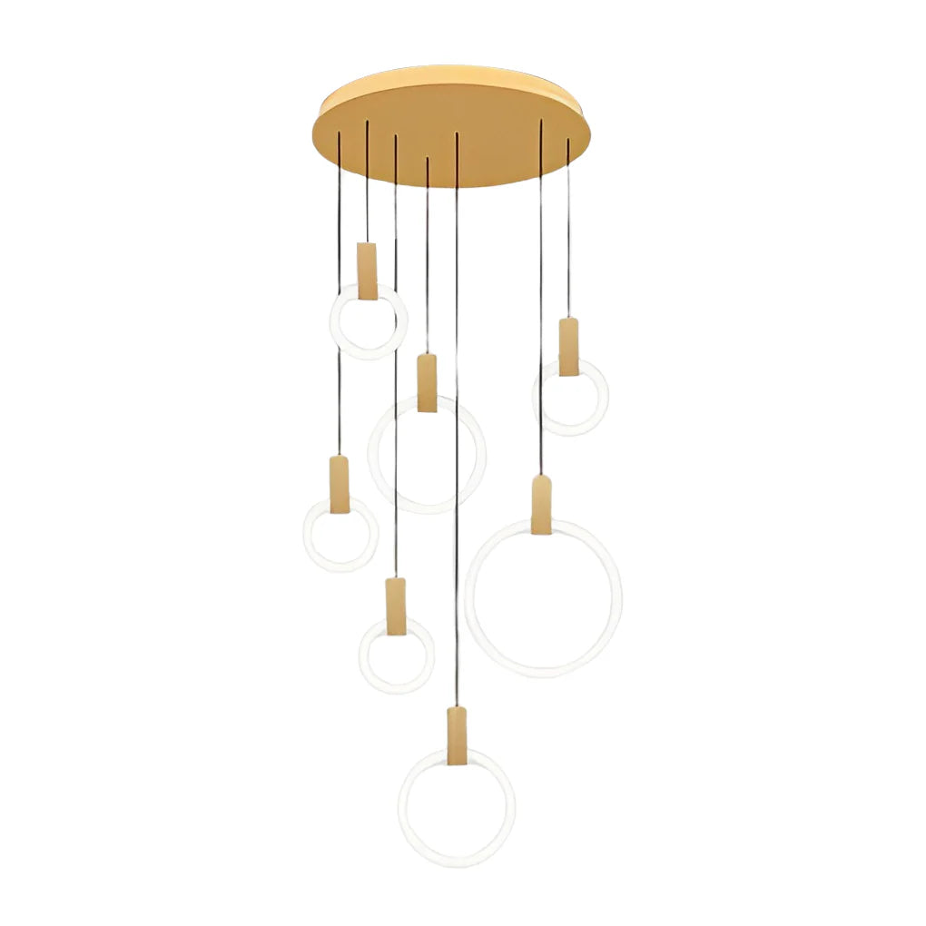 Minimalist Rings Stepless Dimming LED Nordic Duplex Stair Chandelier - XYlight