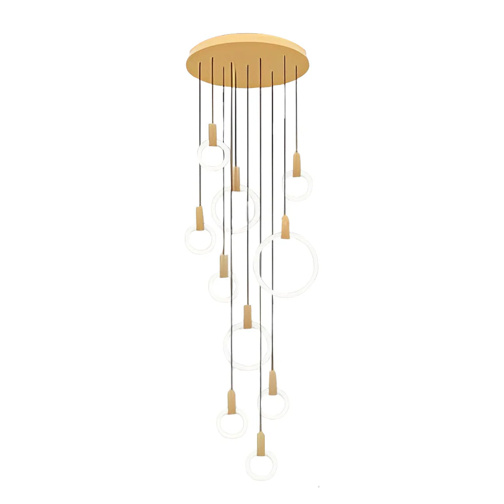 Minimalist Rings Stepless Dimming LED Nordic Duplex Stair Chandelier - XYlight