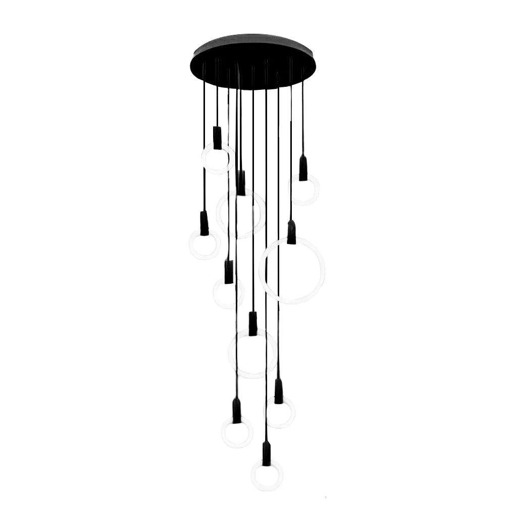Minimalist Rings Stepless Dimming LED Nordic Duplex Stair Chandelier - XYlight