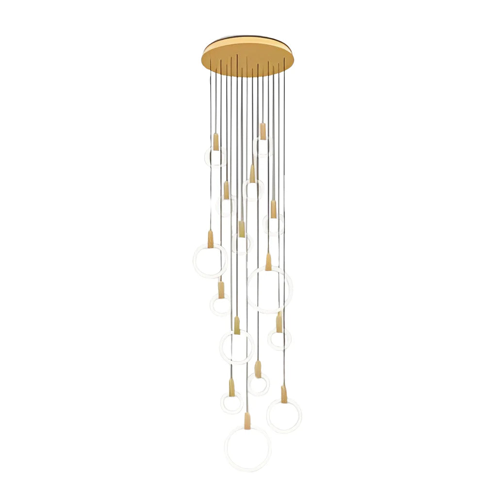 Minimalist Rings Stepless Dimming LED Nordic Duplex Stair Chandelier - XYlight