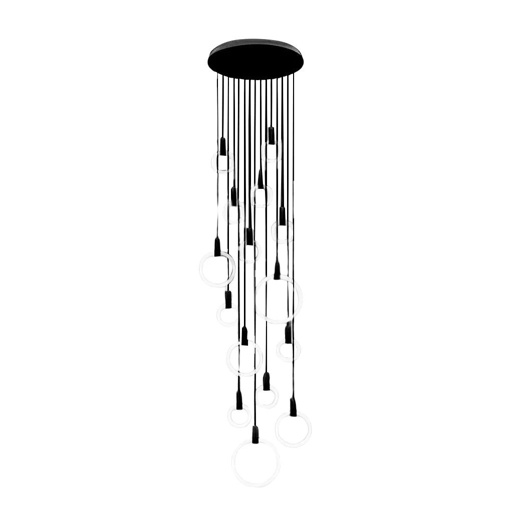 Minimalist Rings Stepless Dimming LED Nordic Duplex Stair Chandelier - XYlight