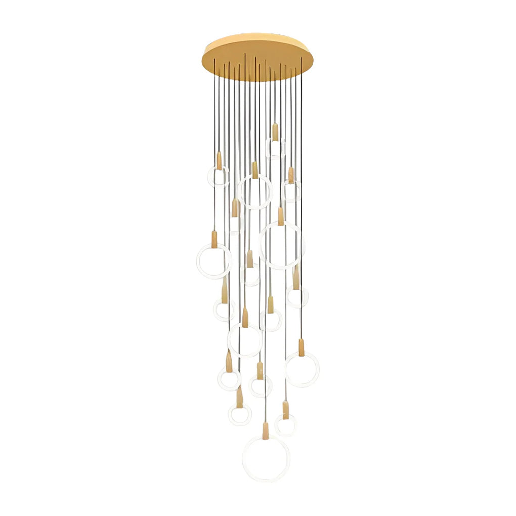 Minimalist Rings Stepless Dimming LED Nordic Duplex Stair Chandelier - XYlight