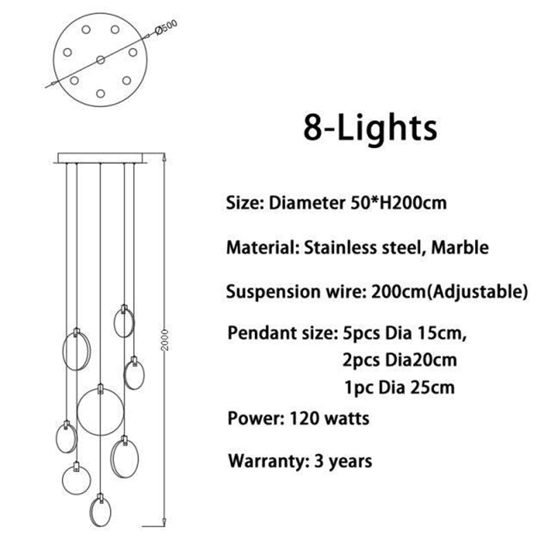 Modern Discs Alabaster Long Staircase Chandelier - XYlight