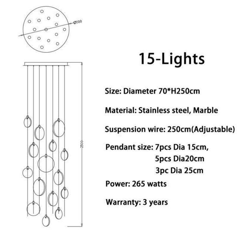 Modern Discs Alabaster Long Staircase Chandelier - XYlight