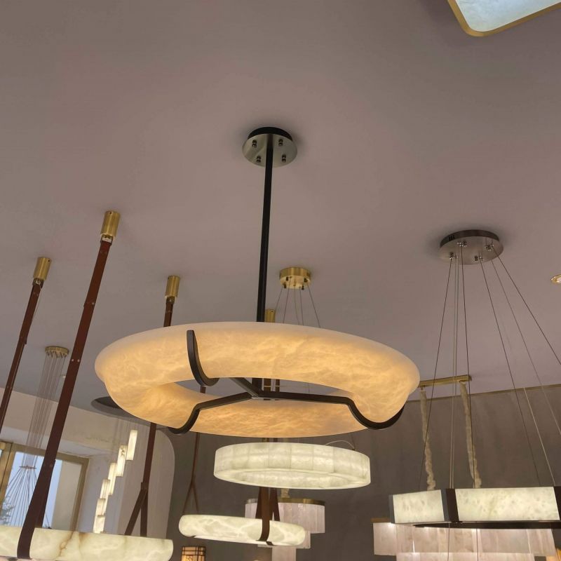 Modern Round Alabaster Dining Room Chandelier - XYlight