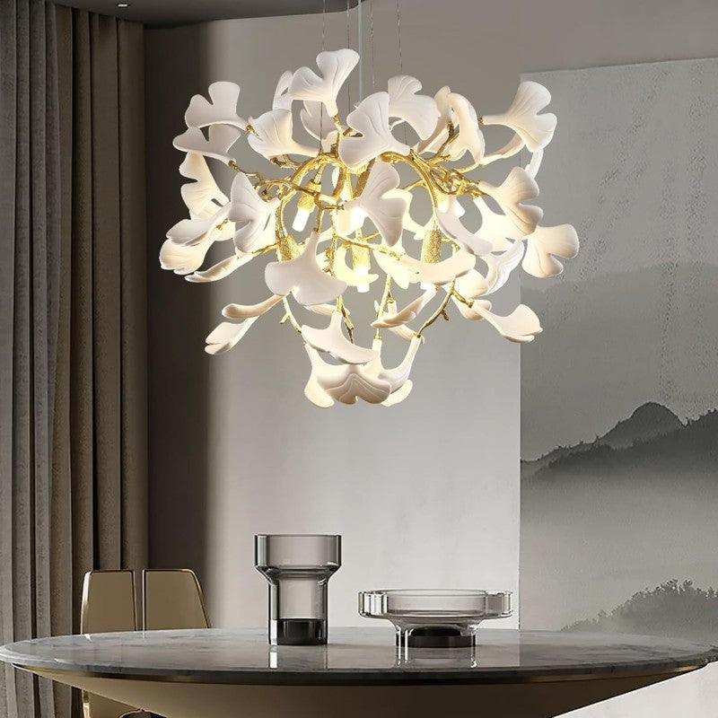 Modern Ceramic Ginkgo Leaf Branches Chandelier - XYlight
