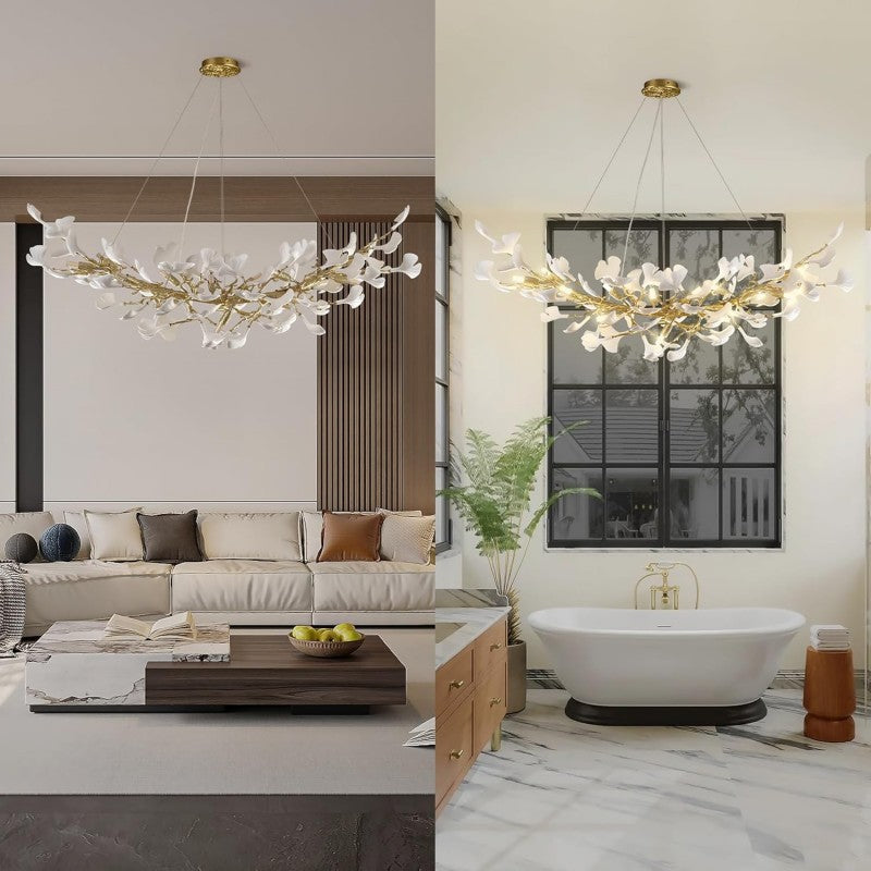 Modern Ceramic Ginkgo Leaf Branches Chandelier - XYlight