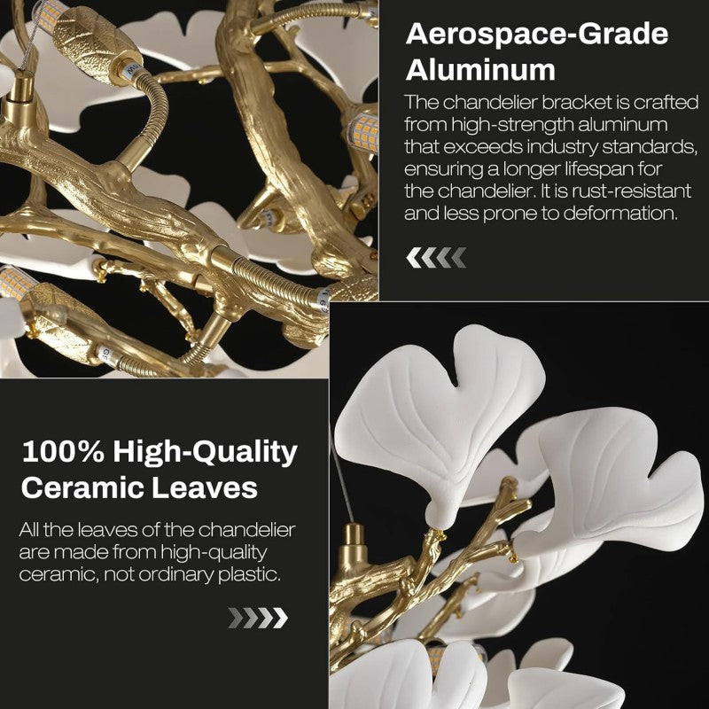 Modern Ceramic Ginkgo Leaf Branches Chandelier - XYlight