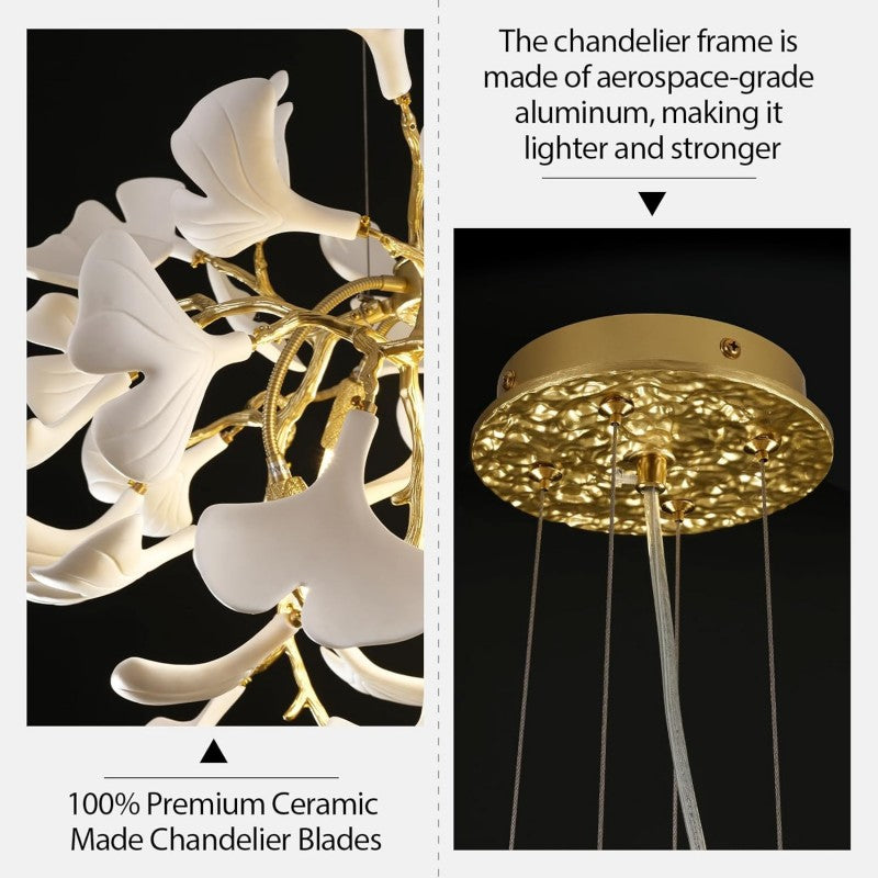 Modern Ceramic Ginkgo Leaf Branches Chandelier - XYlight
