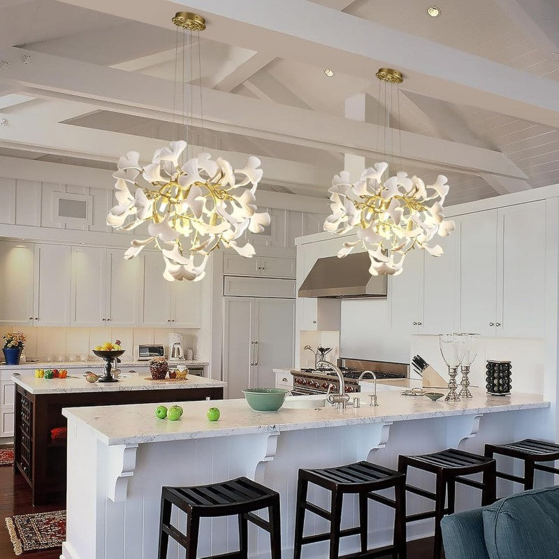 Modern Ceramic Ginkgo Leaf Branches Chandelier - XYlight