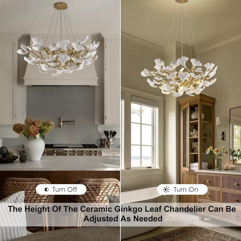 Modern Ceramic Ginkgo Leaf Branches Chandelier - XYlight