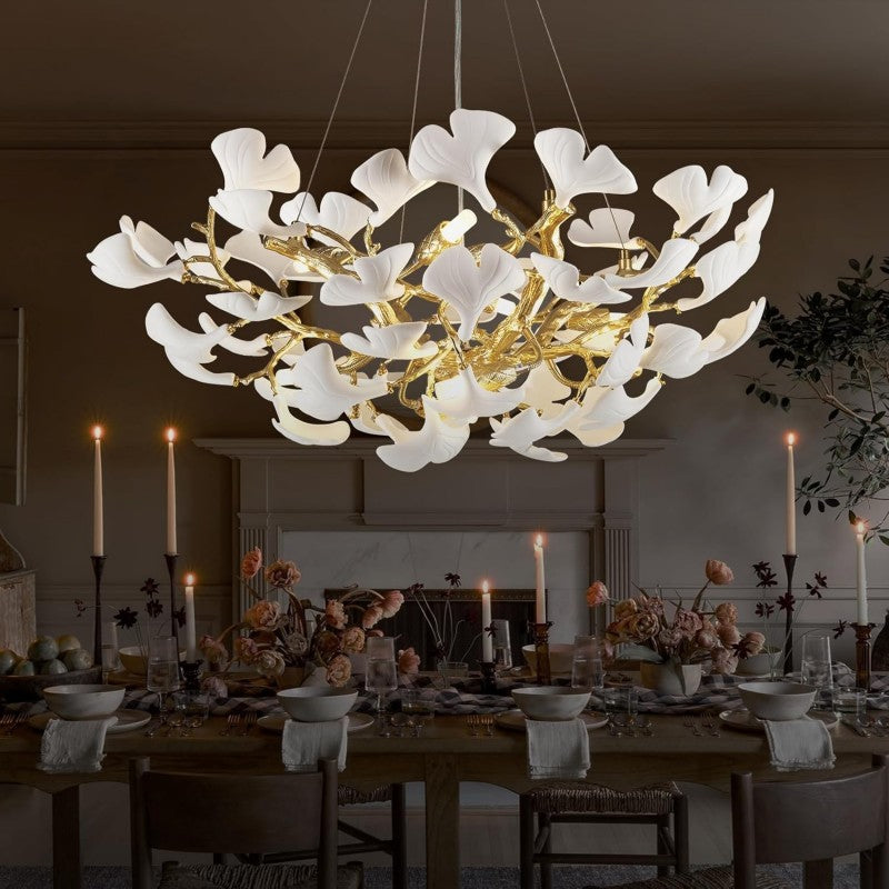 Modern Ceramic Ginkgo Leaf Branches Chandelier - XYlight