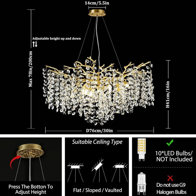 Modern Tree Branch Crystal Chandelier 55"L 30"D - XYlight