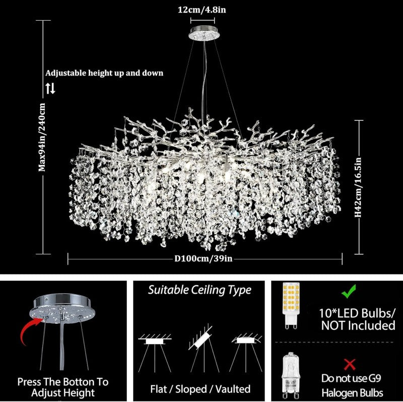 Modern Tree Branch Crystal Chandelier 55"L 30"D - XYlight