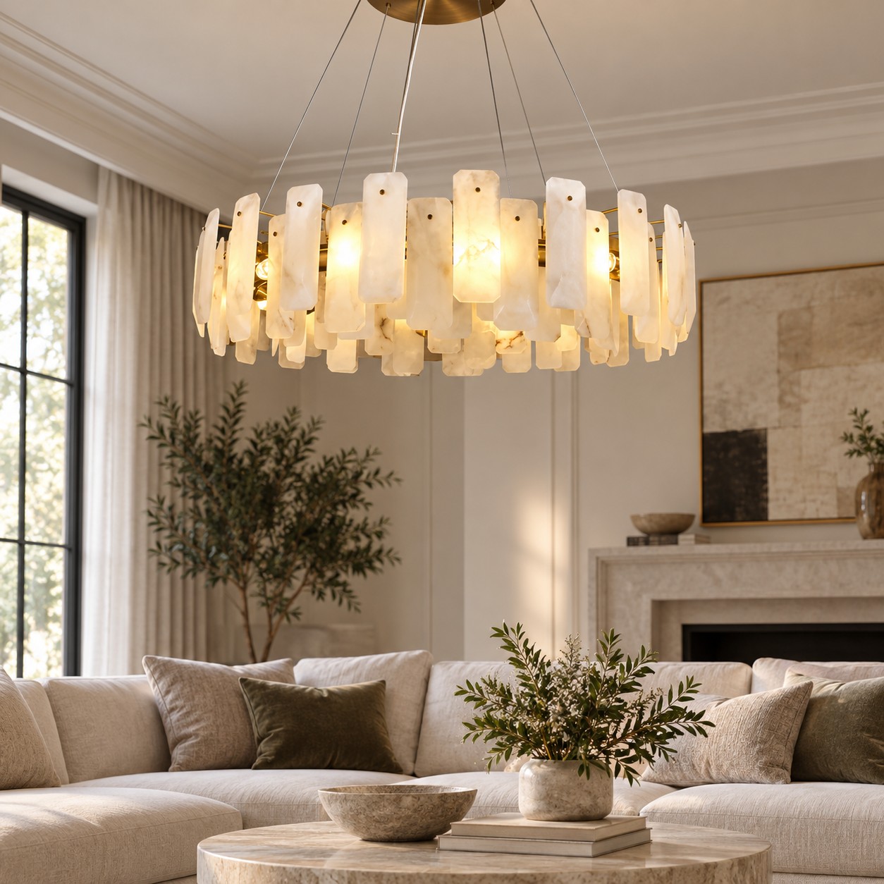 Moira Alabaster Round Chandelier - XYlight