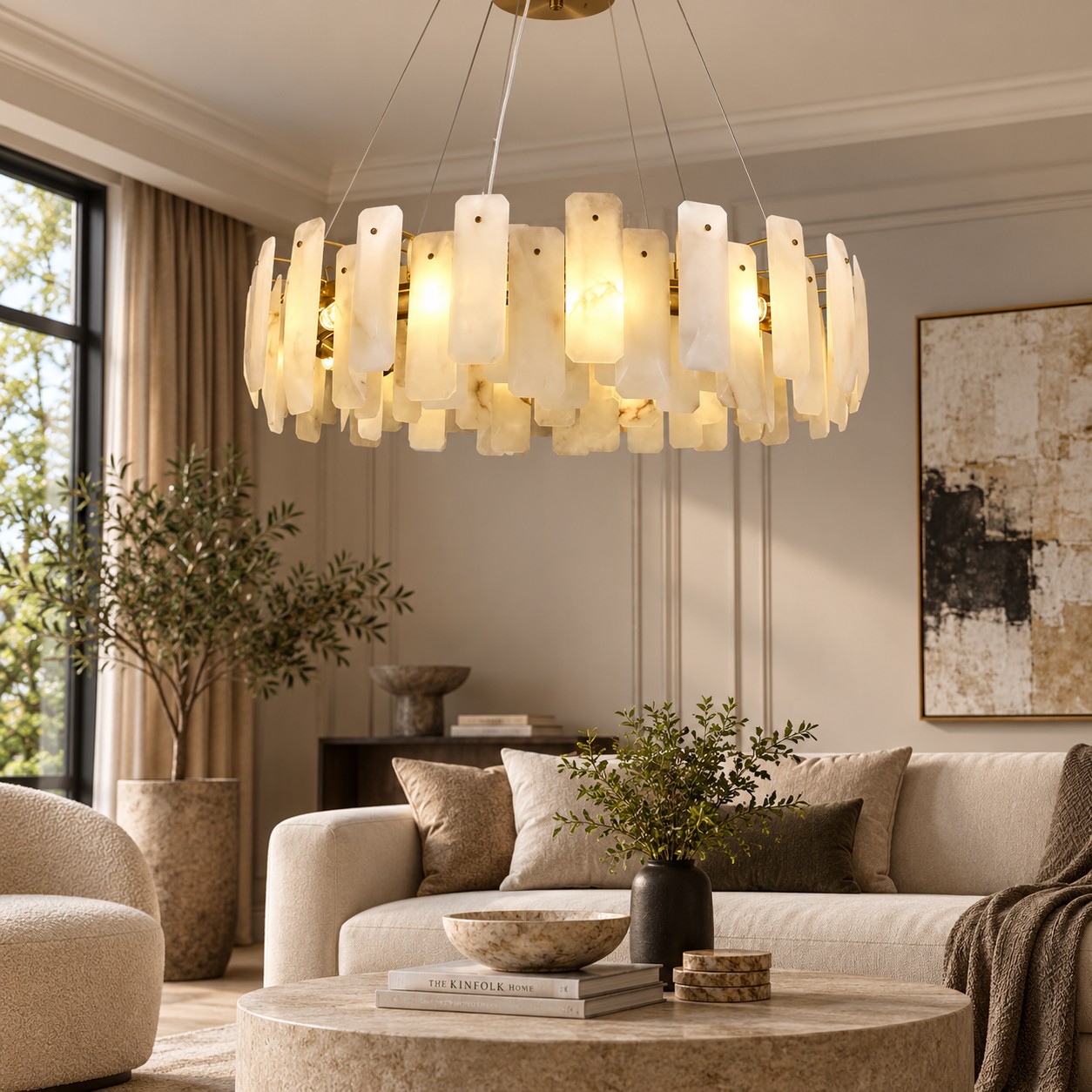 Moira Alabaster Round Chandelier - XYlight