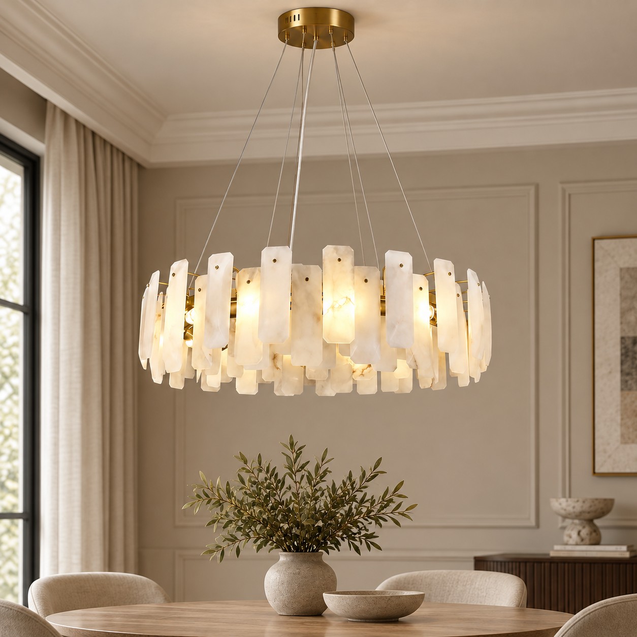 Moira Alabaster Round Chandelier - XYlight