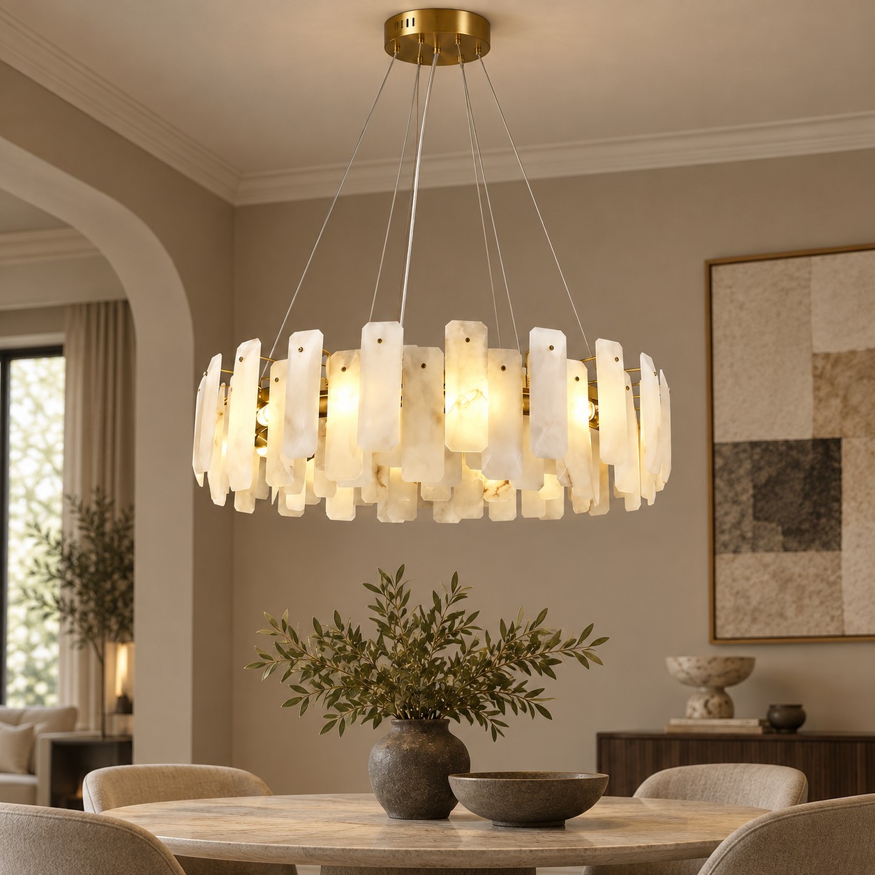Moira Alabaster Round Chandelier - XYlight