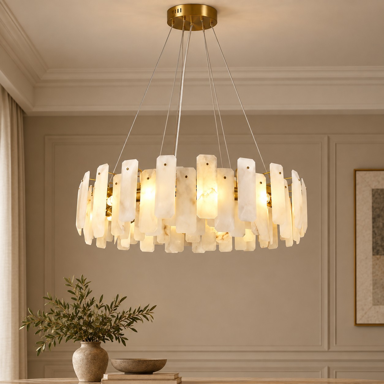 Moira Alabaster Round Chandelier - XYlight