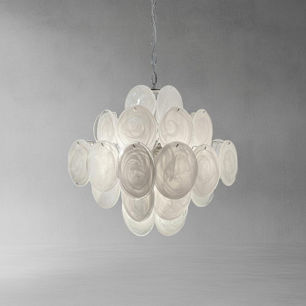 Murana 36-Disc White Art Glass Chandelier - XYlight