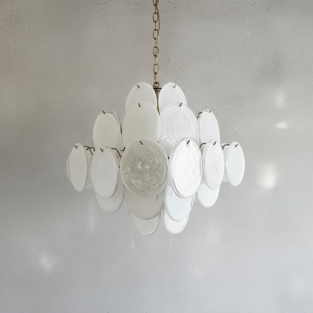 Murana 36-Disc White Art Glass Chandelier - XYlight