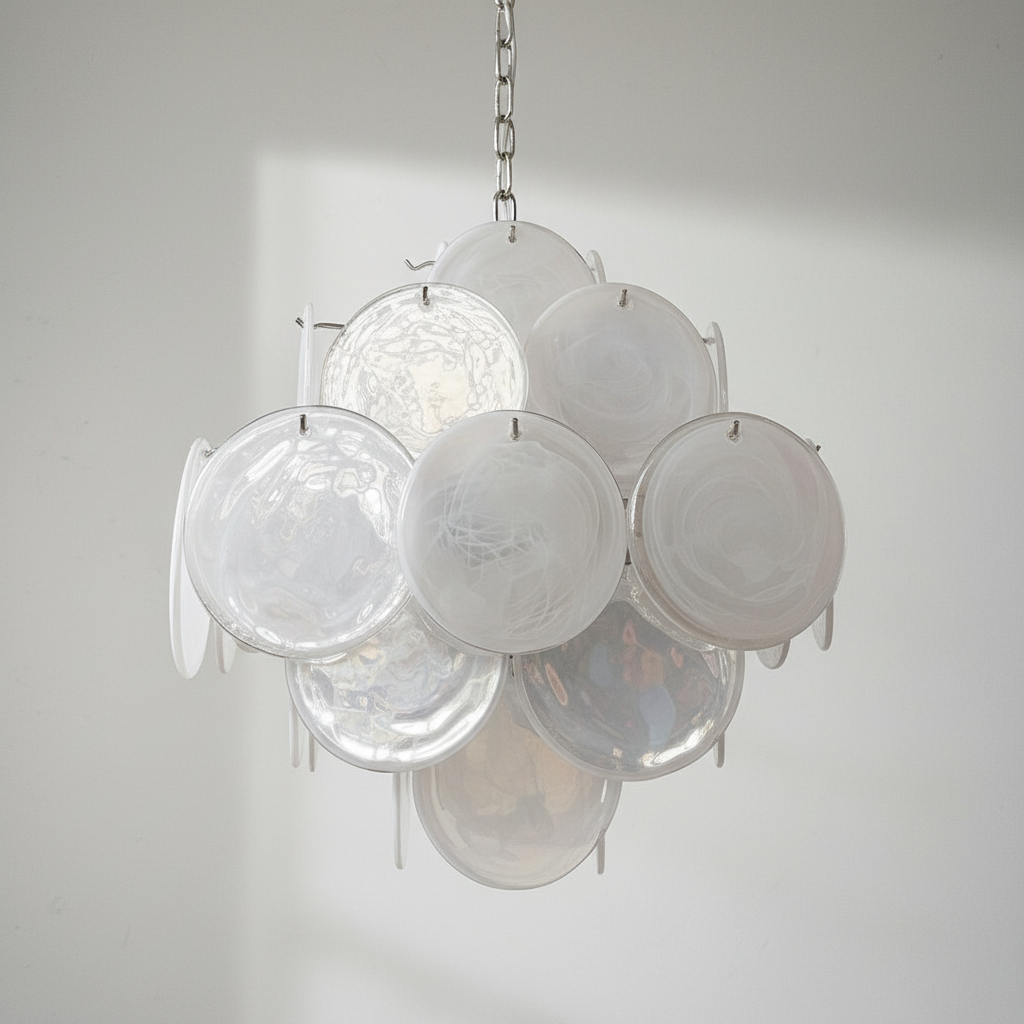 Murana 36-Disc White Art Glass Chandelier - XYlight