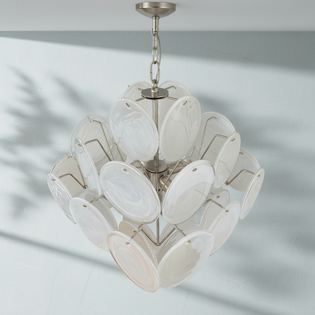 Murana 36-Disc White Art Glass Chandelier - XYlight