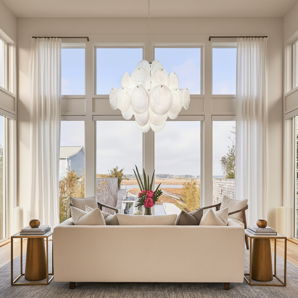 Murana 36-Disc White Art Glass Chandelier - XYlight
