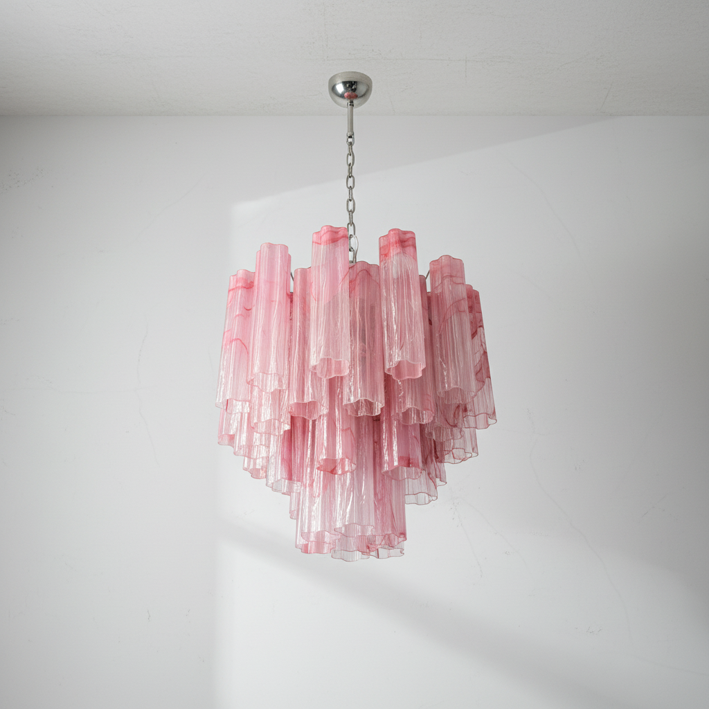 Murana 36-Tube Pink Art Glass Chandelier - XYlight