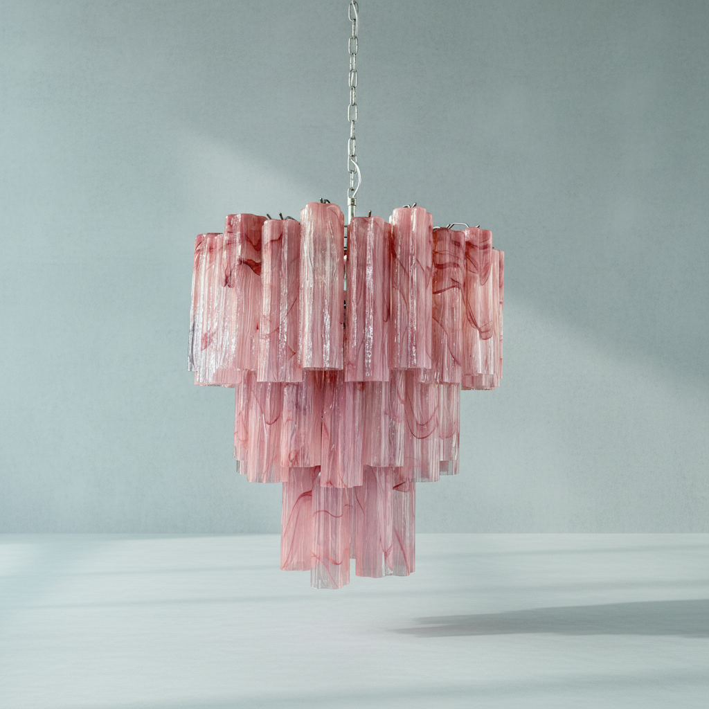 Murana 48-Tube Pink Art Glass Chandelier - XYlight