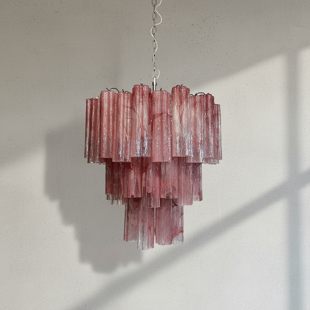 Murana 48-Tube Pink Art Glass Chandelier - XYlight