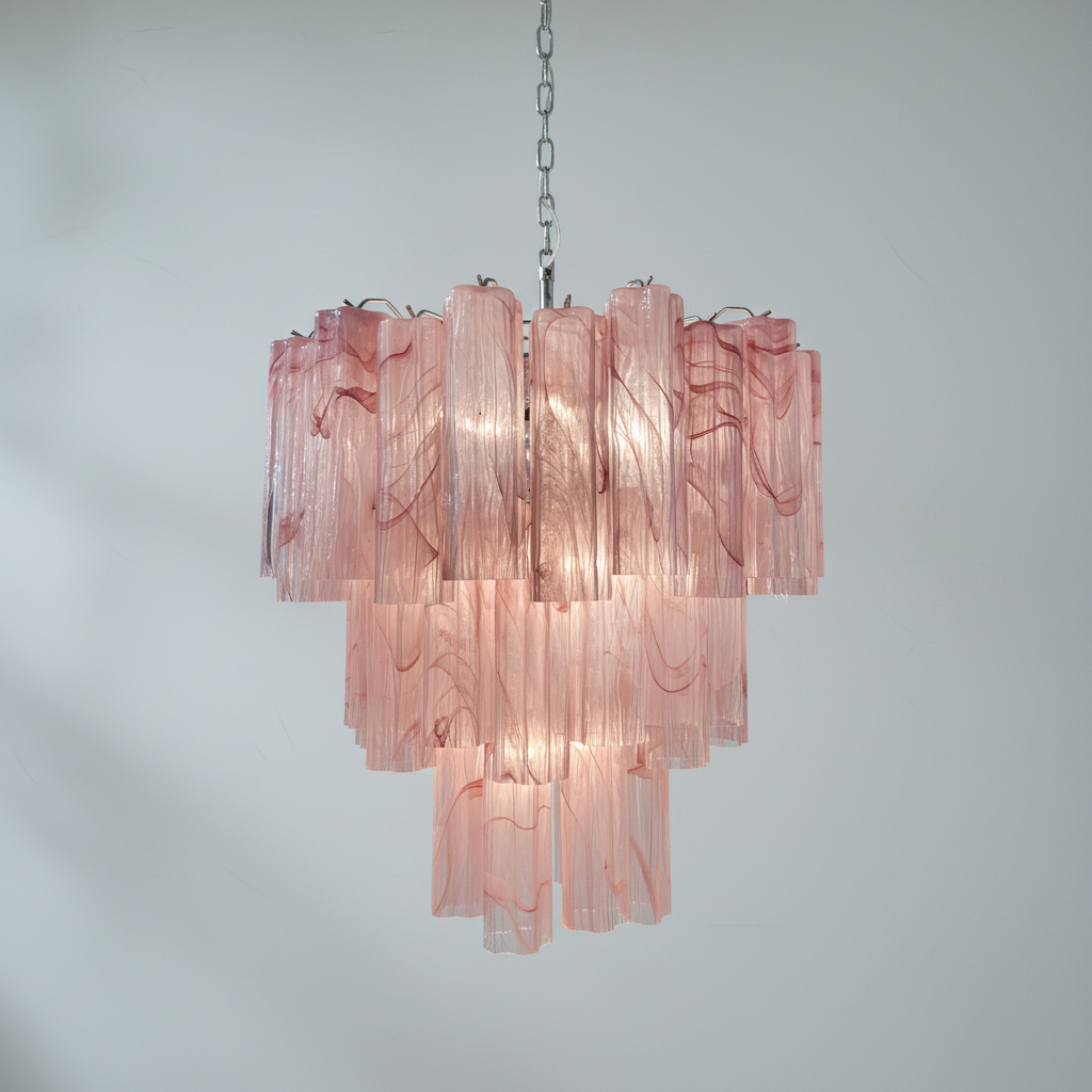 Murana 48-Tube Pink Art Glass Chandelier - XYlight