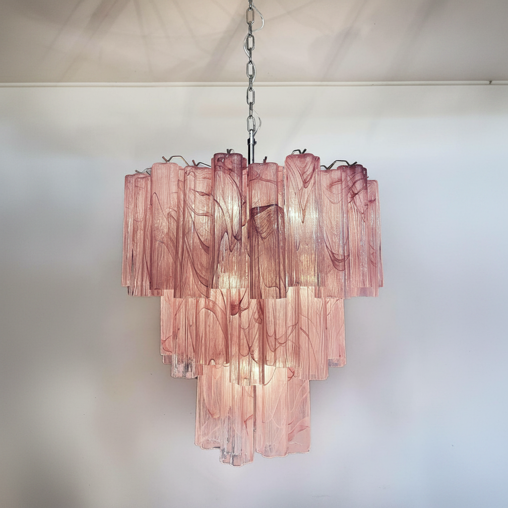 Murana 48-Tube Pink Art Glass Chandelier - XYlight